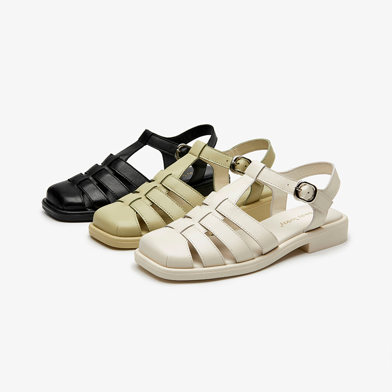 Sandals Beautoday Women Genuine Sheepskin Leather Low Heel New Round Toe Shoes Ladies Gladiator for Summer Handmade 33084 9918