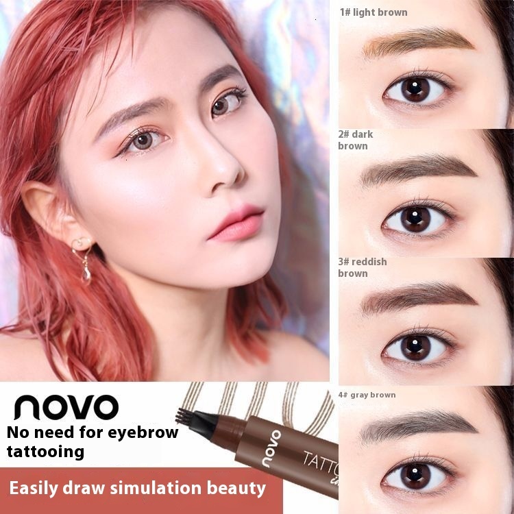 Durable NOVO Four Pronged Liquid Brow Liner for Precise Application Water Resistance & No Smudge Design