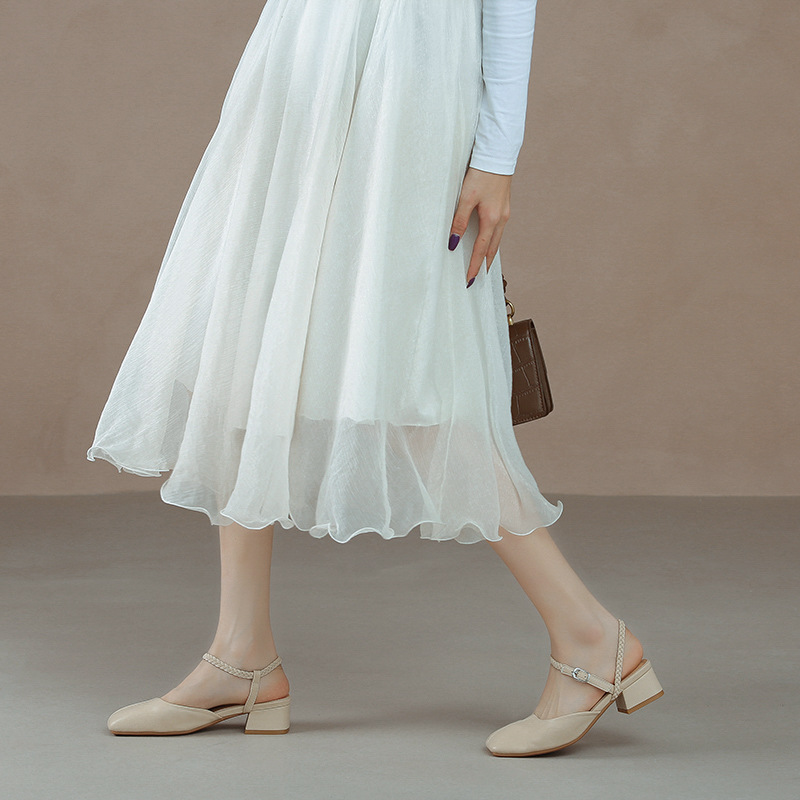 designer new knitted band gladiator sandals women square toe med-high heels bacg summer shoes woman cutout sandalias 2023