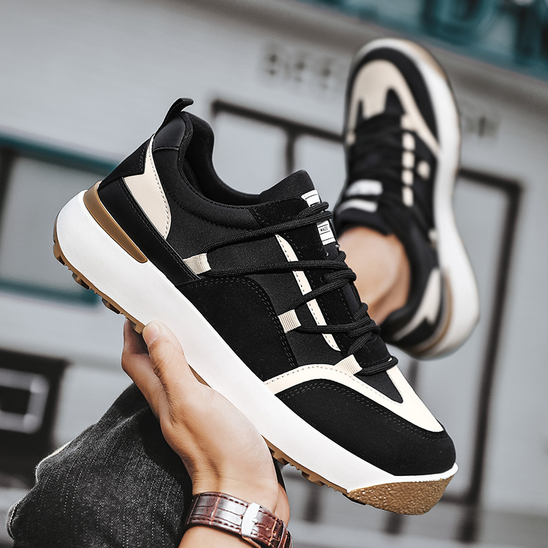 2022 Spring New Trend Ins Leather Stitching Casual Shoes Korean Version Personality Fashion Sports Running Men's Shoes