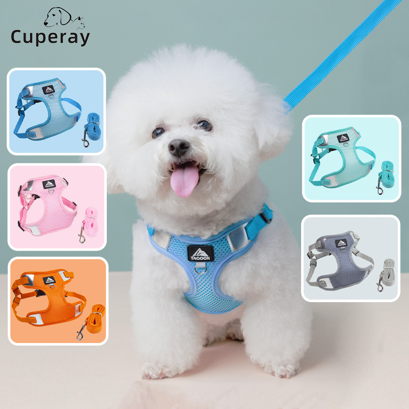Pet Chest Harness and Leash Set Breathable Pet Harness Small and Medium Dog Dog Walking Leash Reflective for Pet Outdoor Outings