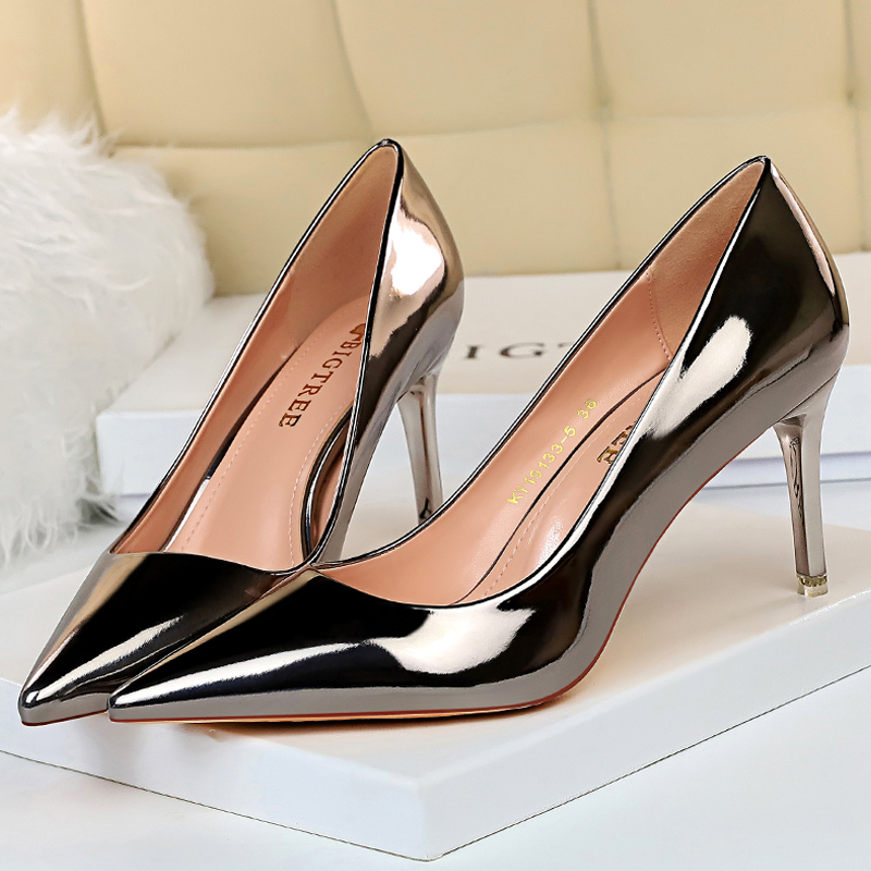 BIGTREE 2023 Sexy Kitten Patent Leather Stiletto Heels Women Wedding Shoes Female Pumps Plus Size 43