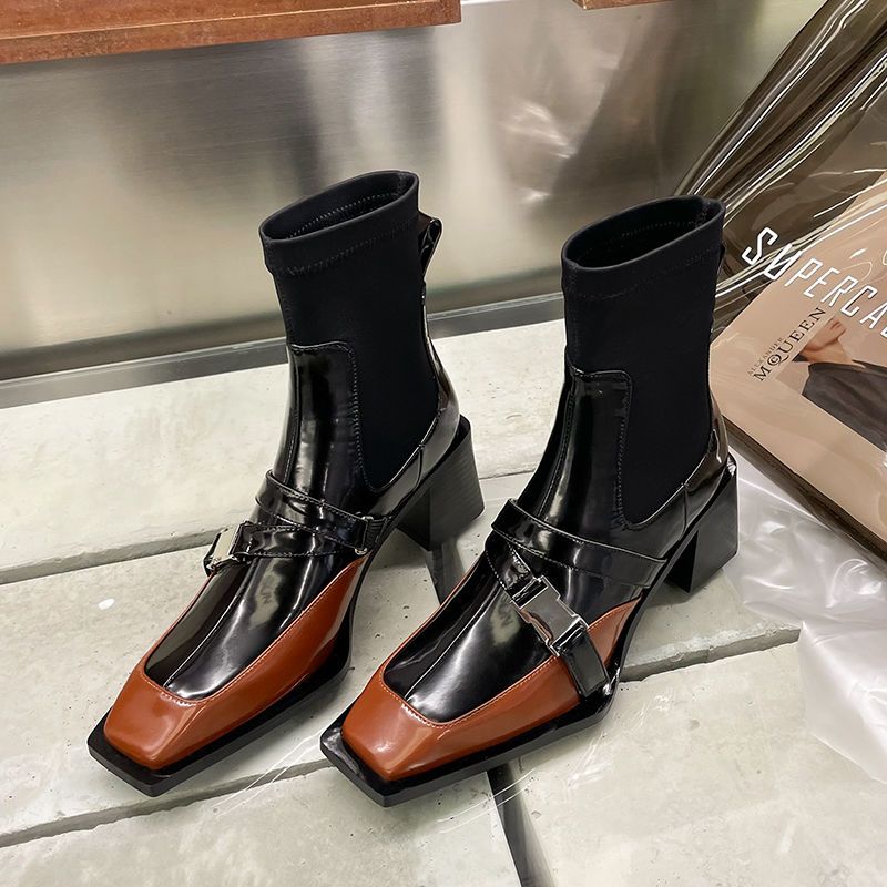 Leather Women's Genuine 2022 Autumn Winter Trend Thick-soled Women Ankle All-match Boots Ladies Black 0a60