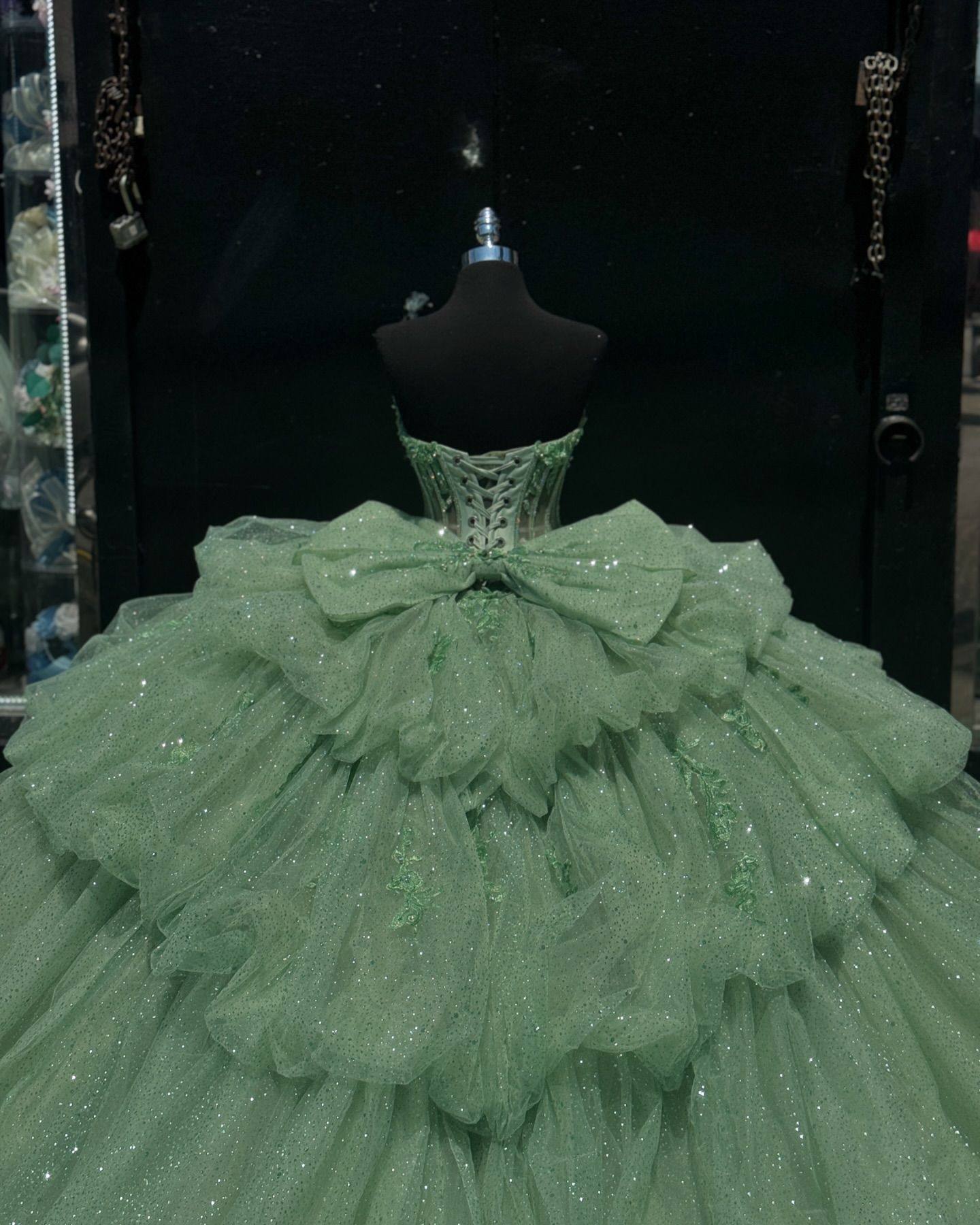 Green Princess Light Dresses Appliqued Sweetheart Sparkly Vestidos De Fiesta Quinceanera Prom Ball Gown Lace Up Sweet 15 Masquerade Dress