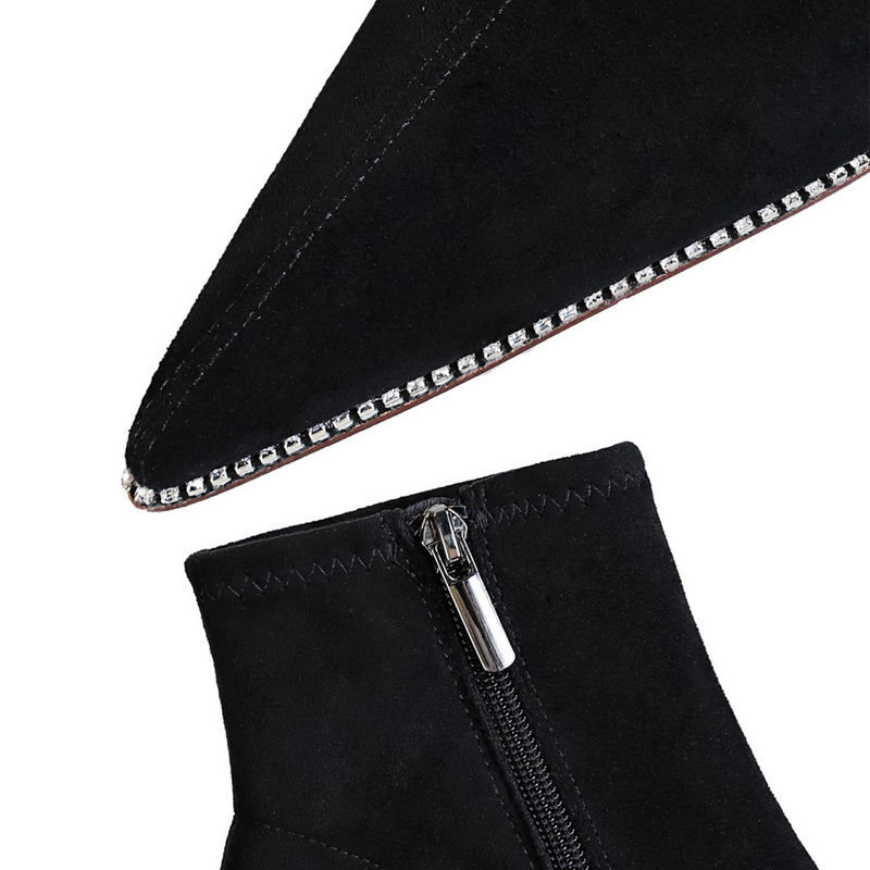 Rhies BIGTREE Suede Women Stiletto High-heel Sexy Party Shoes Women's Ankle Boots Side Zipper Short Boot 1af6 's