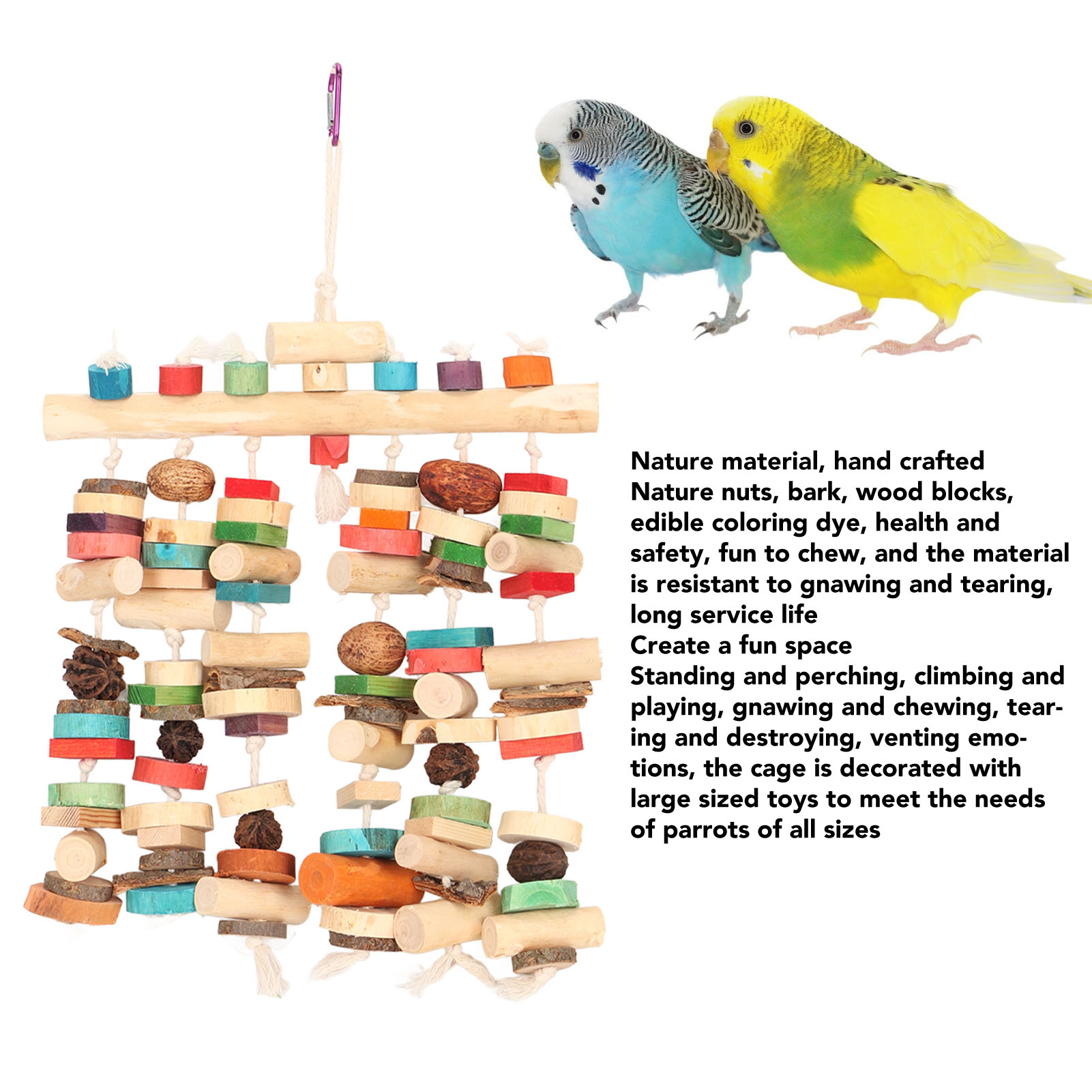 Bird Chewing Toys Logs Nuts Bark Cotton Rope Colorful Fun Relieve Boredom Interactive Decorative Parrot Bird Chewing Toys