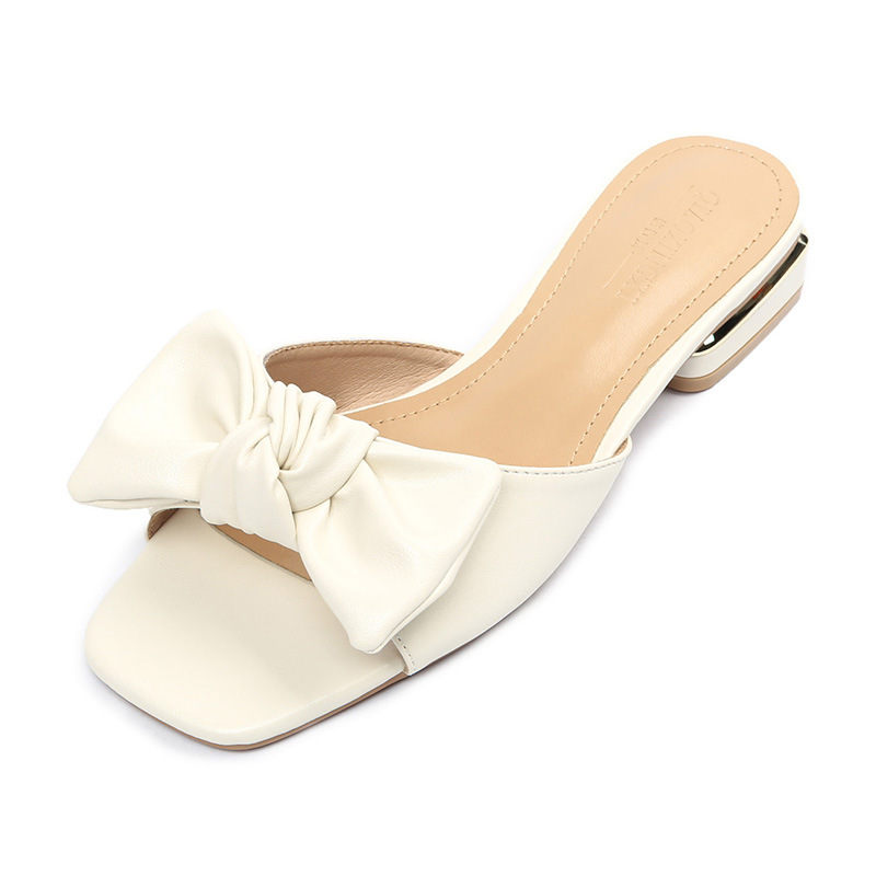 Butterfly-Knot 2023 Sandals Women Slippers Low Heel Shoes Summer Outdoor Slides Ladies Flipps Open Toe Hollow Sandalias Mujer