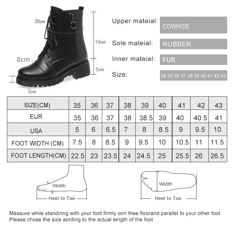 AIYUQI Women Short Boots Winter Large Size Wool Warm Women Ankle Boots British Style Non-slip Genuine Leather Women Snow Boots