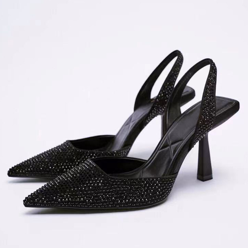 Heels Women Bling Bling High Heels Summer Sandals Shoes Women Pumps Slip On Black Heels Sandals Party Wedding Shoes Talon Femme
