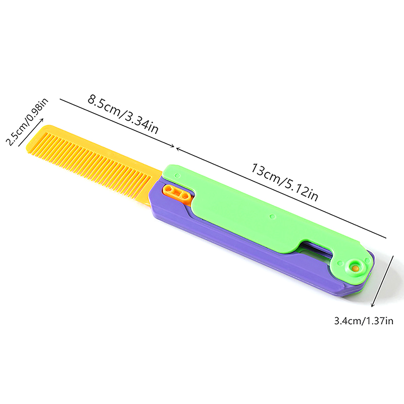 3D Printing Gravity Comb Small Radish Knife Folding Shrink Comb Pet Dog Comb Mini Model Pendant Push Card Decompression Toy