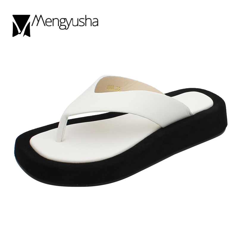 2023 Slippers Flock Edge Shoes Ladies Summer Mixed Color Flip Flops Square Toe Thicken Soled Beach Sandals Woman Pantufa Slides