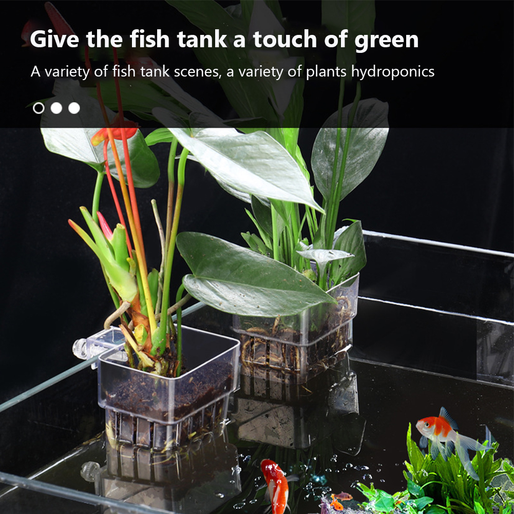 Aquarium Water Plant Holder Hanging Aquarium Planter Cups Plant Basket Aquatic Plant Plastic Pot Cultivation Basin For Fish Tank