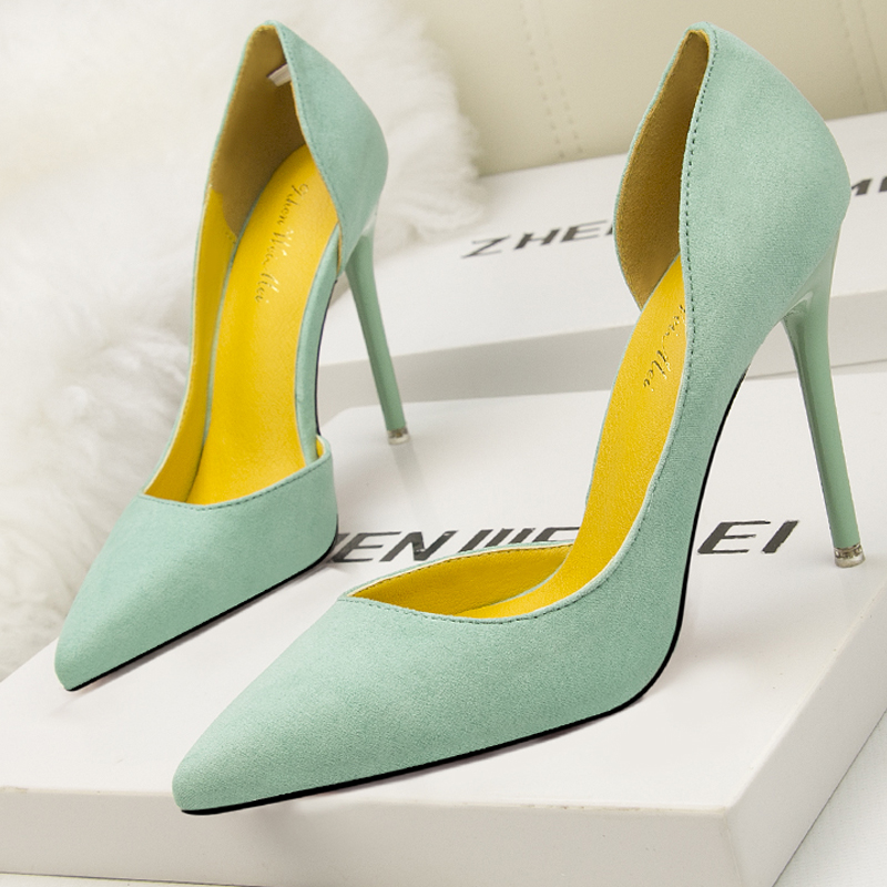 2023 New Woman Pumps Suede Women Heels Stiletto Fashion Office Shoes Pumps Sexy High Heels 10 Cm Ladies Shoes Women's Pumps