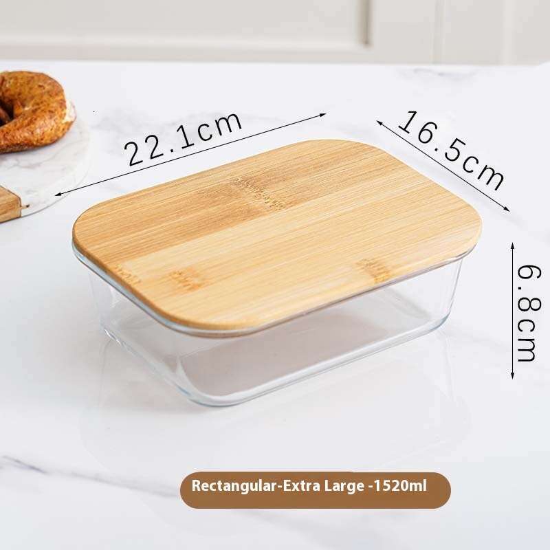 Household fresh-keeping glass lunch box, microwave heating special bowl, rectangular office worker bento box