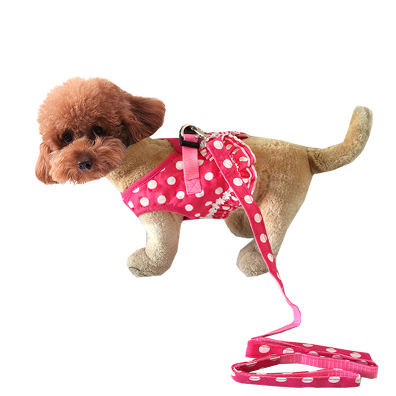 Small Polka Dot Vest Supplies Dog and Leash Set Cat Harness Pet Collars