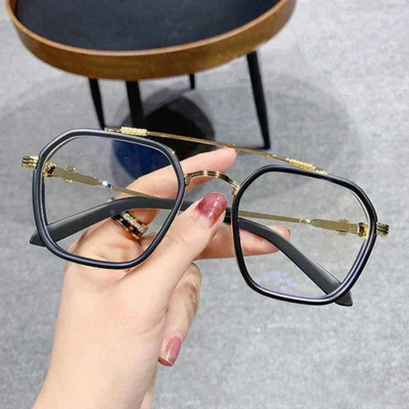 1 piece of blue light blocking fashionable high-end glasses for men optical transparent glasses black square frame anti radiation glasses M240902
