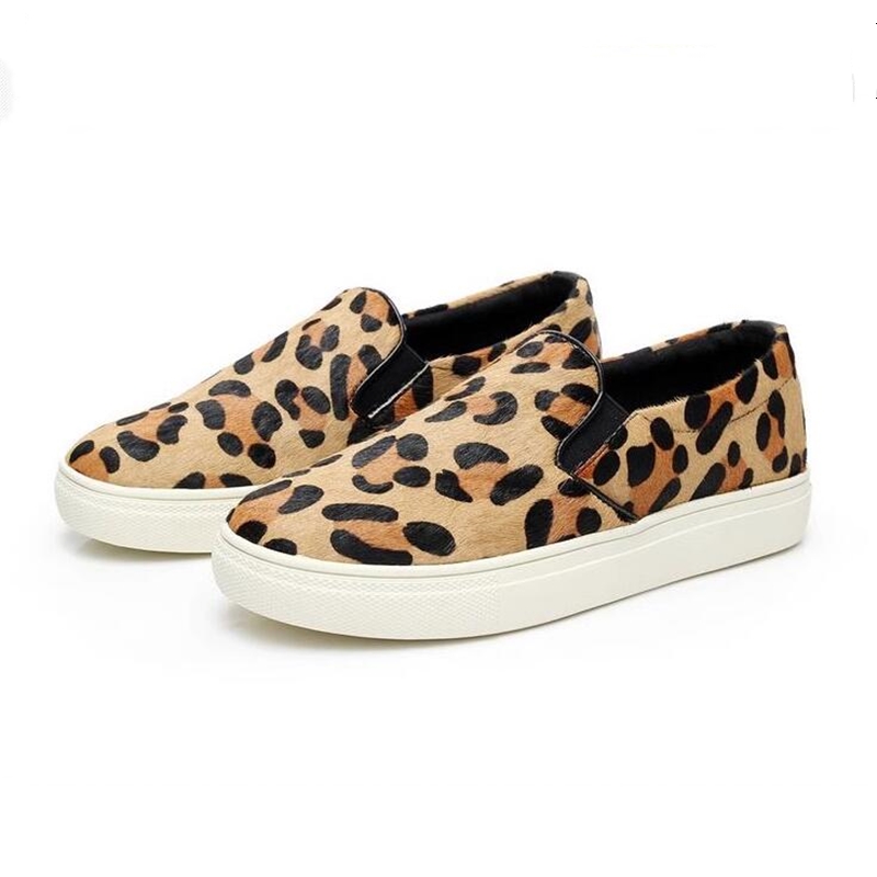 AIYUQI oxford Womenflatshoes genuine leather female leopard print loafers horse large sizeone pedal lazy skateboard shoeswomen