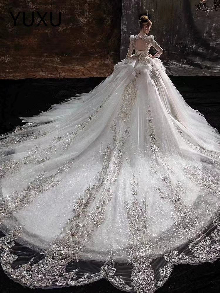 Luxury Pearls Beaded Mermaid Wedding Dresses new crystals Train African Bridal Dress Off the Shoulder Formal Occasion Gown Plus Size Princess Bridal G