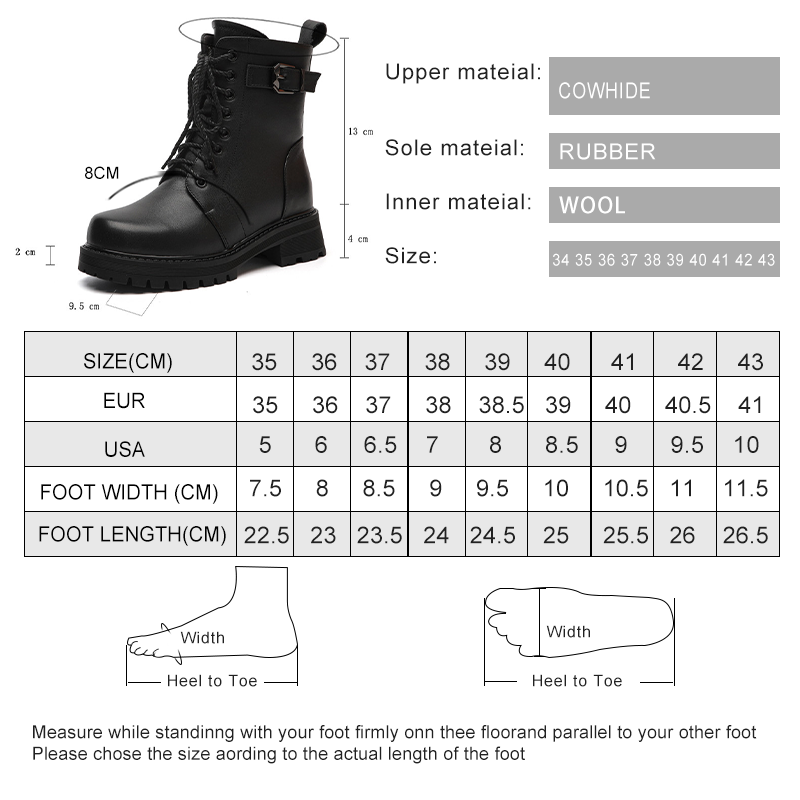 Women's AIYUQI Winter Shoes Large Size Genuine Leather Women Snow Mom Thickened Wool Warm Combat Boots Ladies b58e
