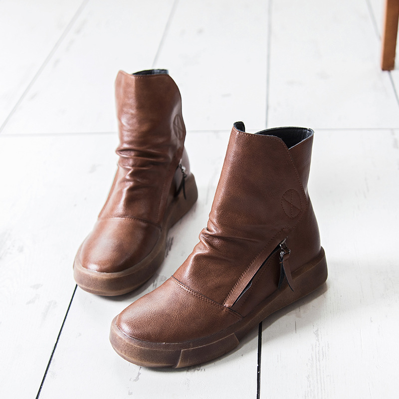 quality genuine leather lace up autumn winter ankle for platform high heels boots women shoes d121