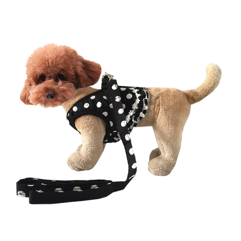Small Polka Dot Vest Supplies Dog and Leash Set Cat Harness Pet Collars