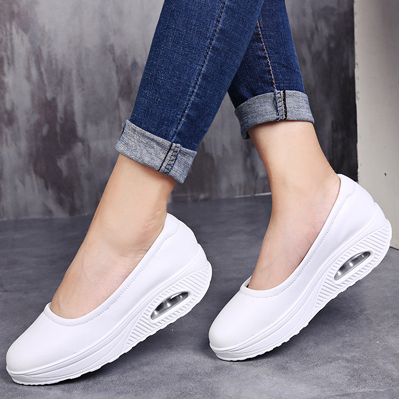 2025 NEW Women Sneakers Flats Loafers Sweet Shallow Comfort Moccasins Slip on PU Platform Ballet Ladies Vulcanized Shoes New f