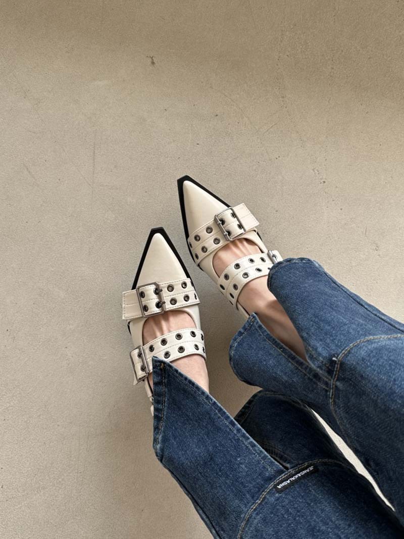 2023 Summer Women's Fashion Sexy Sandals Buckle Pointed Square Sandalias Female Casual Low Heel Shoes