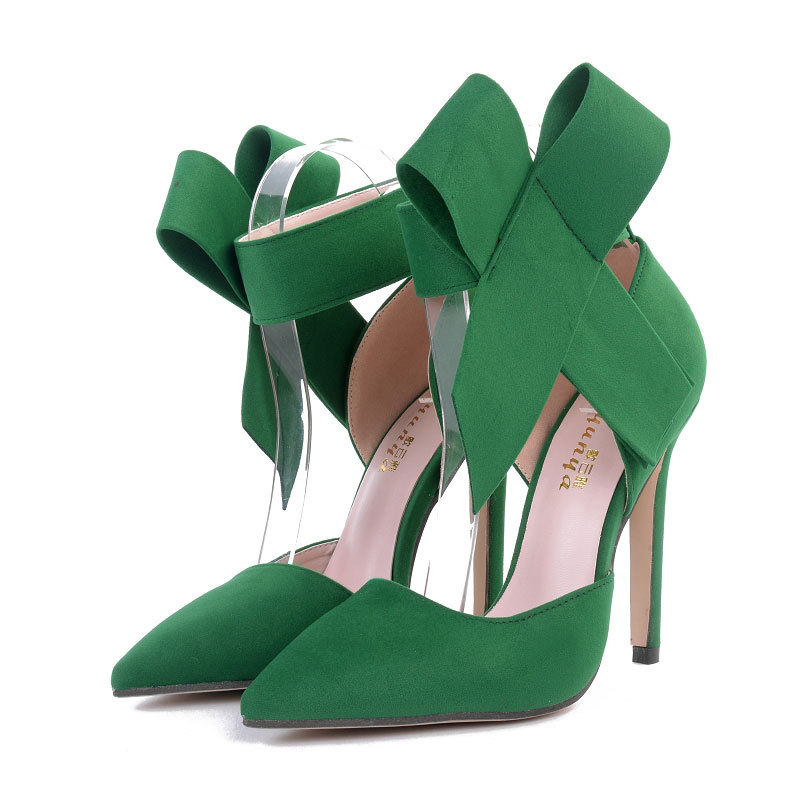 New spring summer fashion sexy big bow pointed toe high heels sandals shoes woman ladies wedding party pumps dress shoe 885 f119