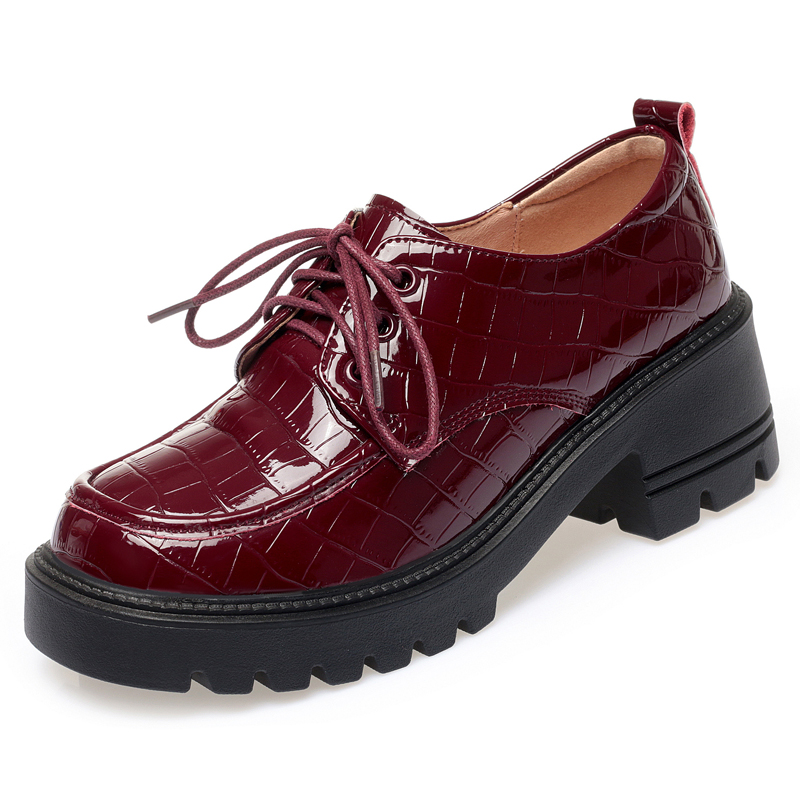 2025 NEW Loafers AIYUQI Genuine Leather New Fashion Platform Ladies Lace up British Style Large Size Women Shoes f