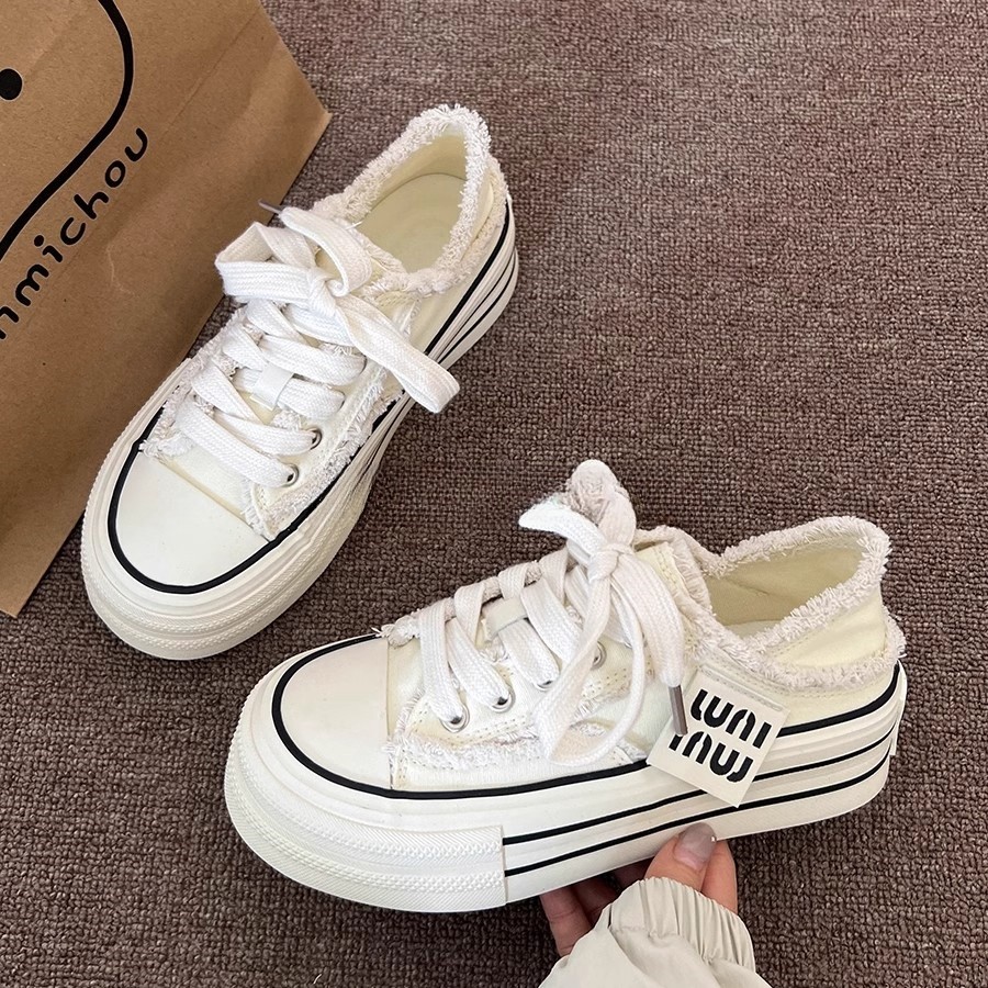 Casual New Height Increasing Platform Canvas Women Summer Outer White Sneakers Slipper Slip on Sandals Vulcanize Shoes 2945