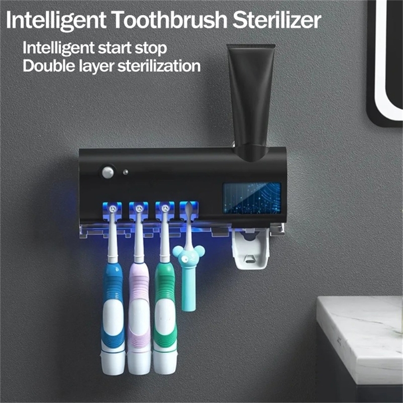Toothbrush Holder Automatic Toothpaste Dispenser Set Dustproof Sticky Suction Wall Mounted Toothpaste Squeezer For Bathroom 240830CJ