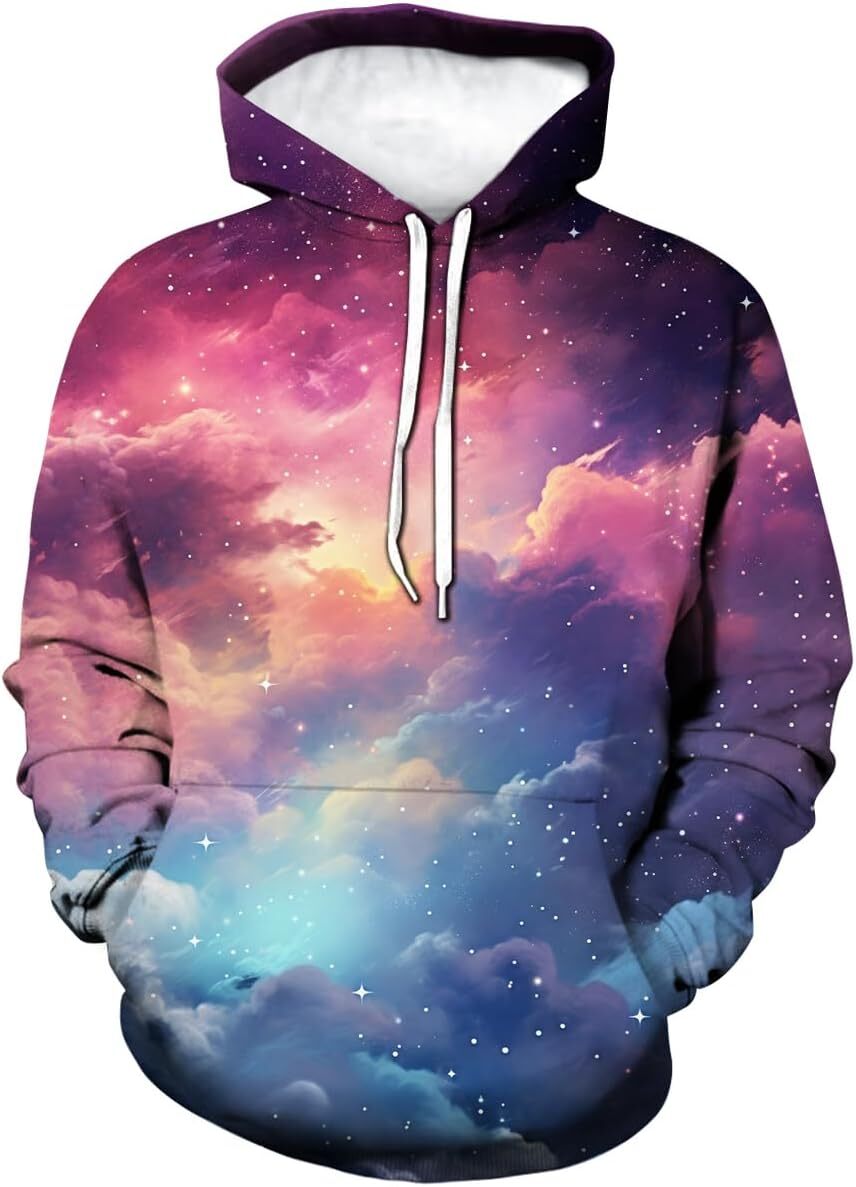 Hoodie for Mens Womens Stylish 3D Print Hoodie For Men Galaxy Space Graphic Hoody Colorful Long Sleeve Pullover Graphic Hoodies sweatshirt Pullover Lo