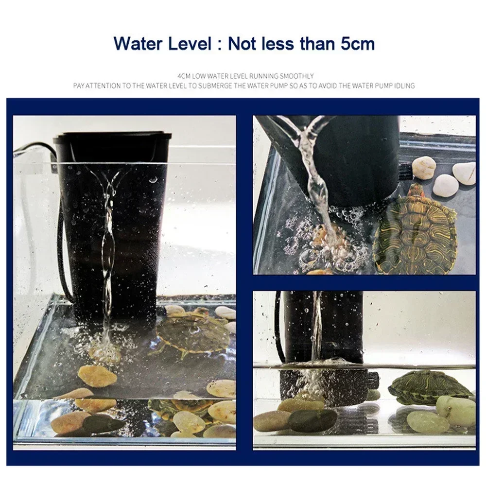 Aquarium Filter 5W Low Water Reptile Filter Plastic Clean Water Pump Turtle Tank Powerful Filtration Water Pump
