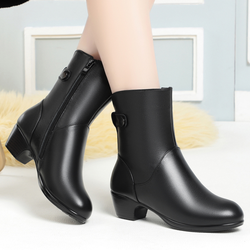 Winter AIYUQI Shoes 2024 New Large Size 41 42 43 Genuine Leather Women Dress Natural Wool Women's Half Boots 50da 's