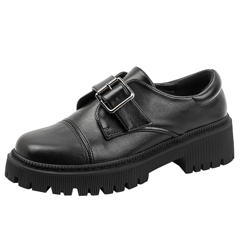 f2cb7 square belt toe buckle oxford shoes woman high quality leather creepers atillas mujer 2021 new desig platform flats women