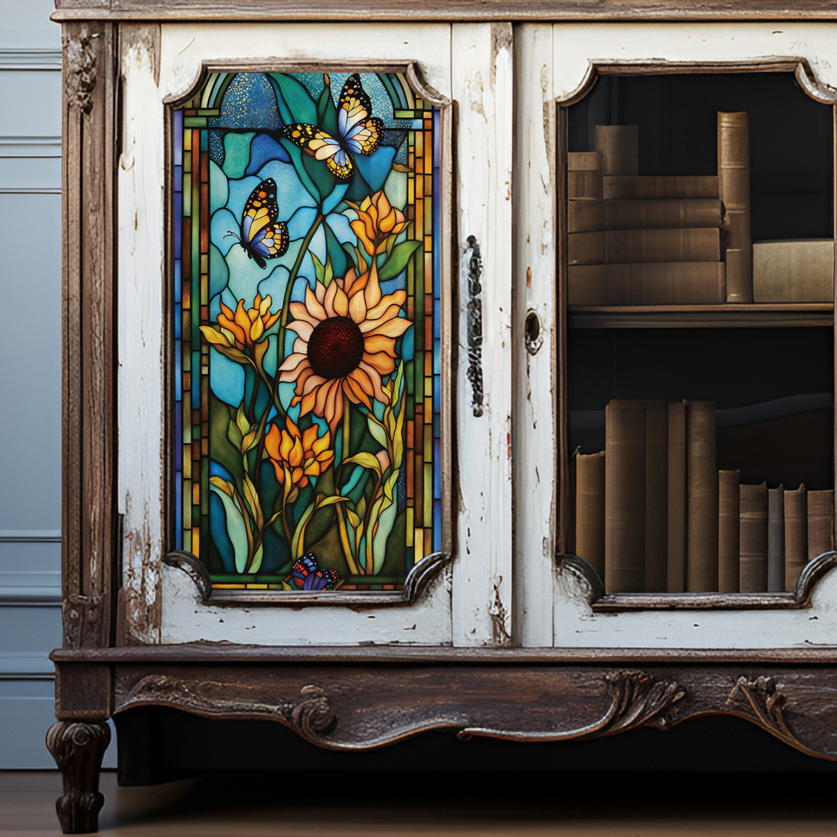Frosted Glass Sheet with Vintage Flower Pattern - Perfect for DIY Projects and Home Decor