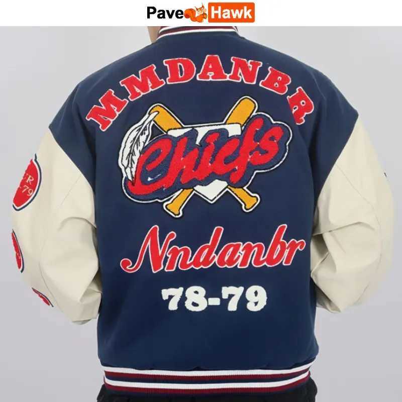 Men's Jackets Strt Flocking Embroidery Jacket Men Women Hip Hop Loose Baseball Jackets Fashion Patchwork Outwear Unisex High Strt 2023 Y24090242PR