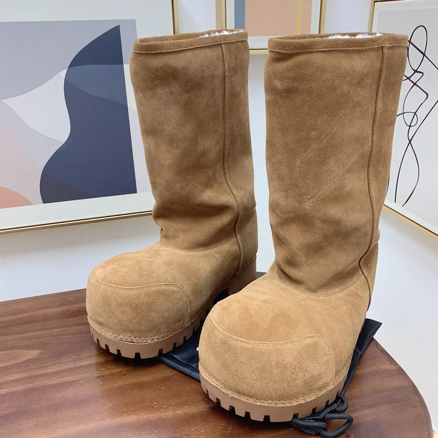 Top quality Alaska Fur High Snow Boots women lamb Slip On Half Booties pumps heels Round toe luxury designer Plaque Ski comfor shoes size 35-42