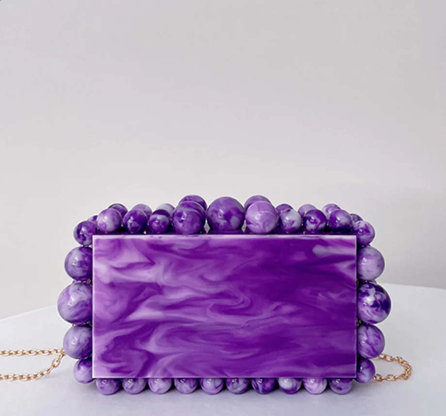 Women Beaded Acrylic Box Evening Bags Elegant Bridal Clutch Purses And Handbags Wedding Party Purse Bag 240828