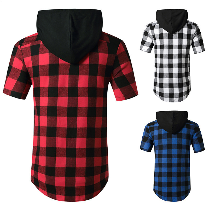 new mens hooded cardigan short sleeved shirt mens British style youth casual mens shirt 220322