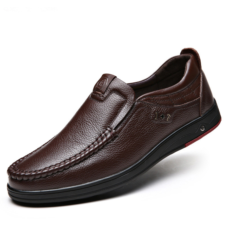 Genuine Leather shoes Men Loafers Slip On Business Casual Leather Shoes Classic Soft Moccasins Breathable Men Shoes Flatsjl98