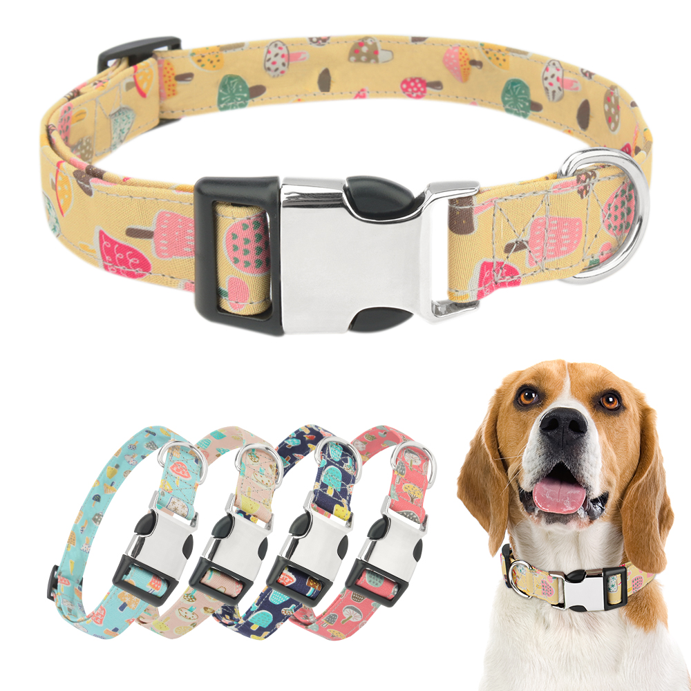 Durable Nylon Dog Accessories Collar Nylon Printed Pet Puppy Collar Dog Collars with Metal Buckle for Small Medium Large Dogs