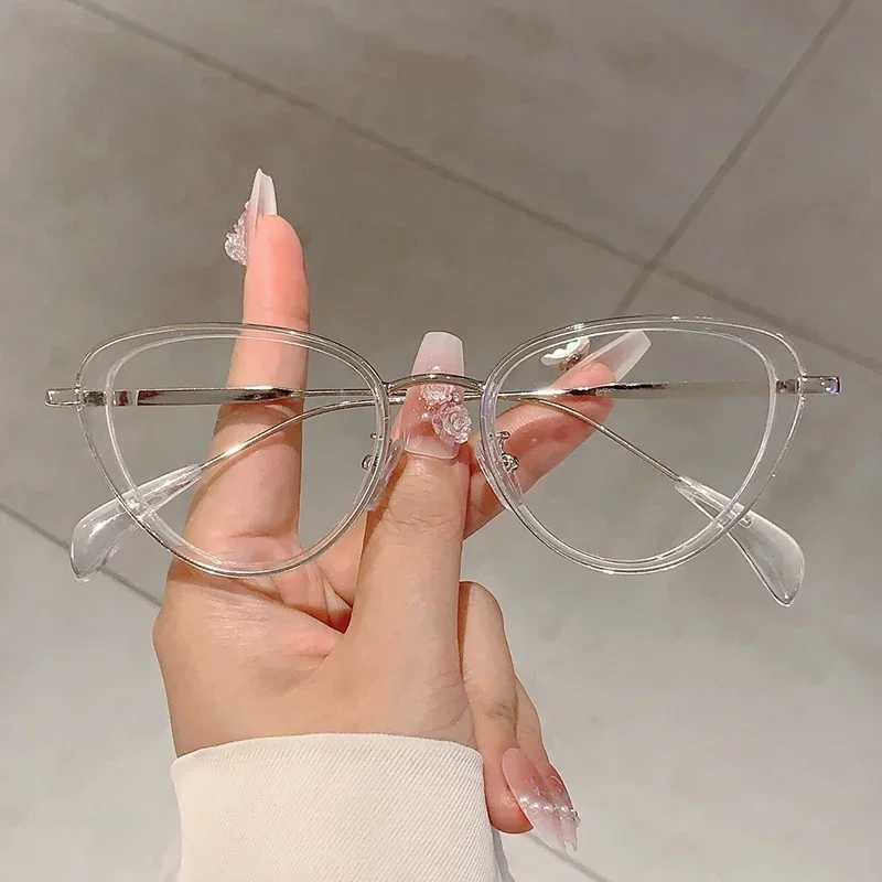 KAMMPT Retro Cat Eye Glasses Womens New Fashion Candy Color Edge Blue Light Blocking Glasses Ins Fashion Retro Design Glasses M240902