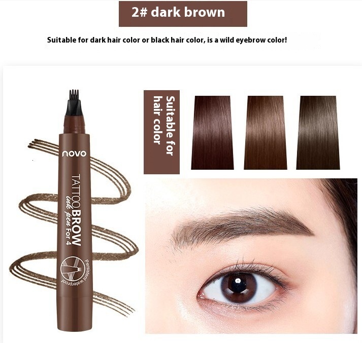 Durable NOVO Four Pronged Liquid Brow Liner for Precise Application Water Resistance & No Smudge Design