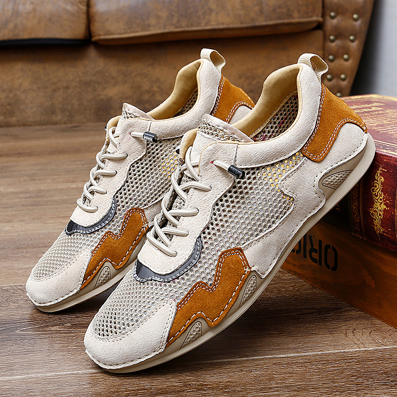 NEW Brand Casual Golf Round Toe Breathable Mesh, Handmade Shoes, Discounted Men's White Sports Shoes