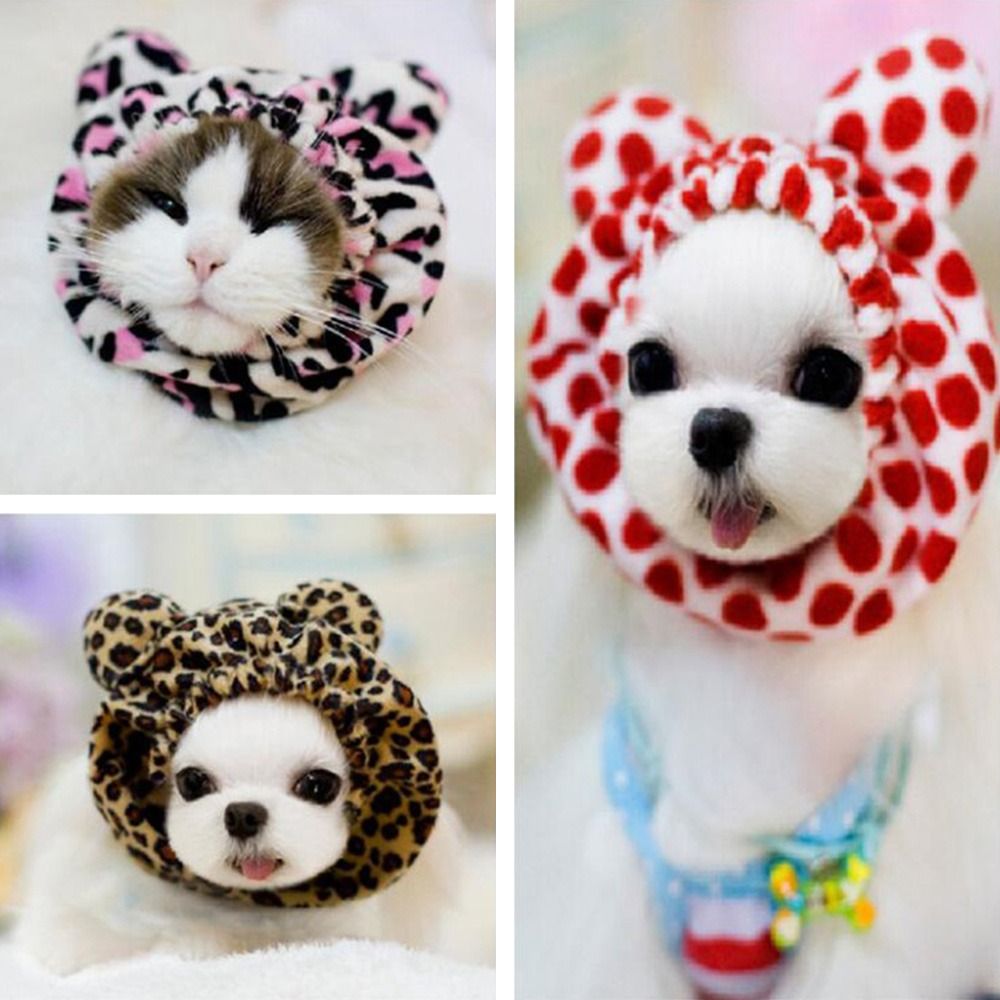 2PCS Warm Pet Cap Casual Leopard Print Drawstring Adjustable Dog Hat with Fur Ball Winter Fashion Headgear Party