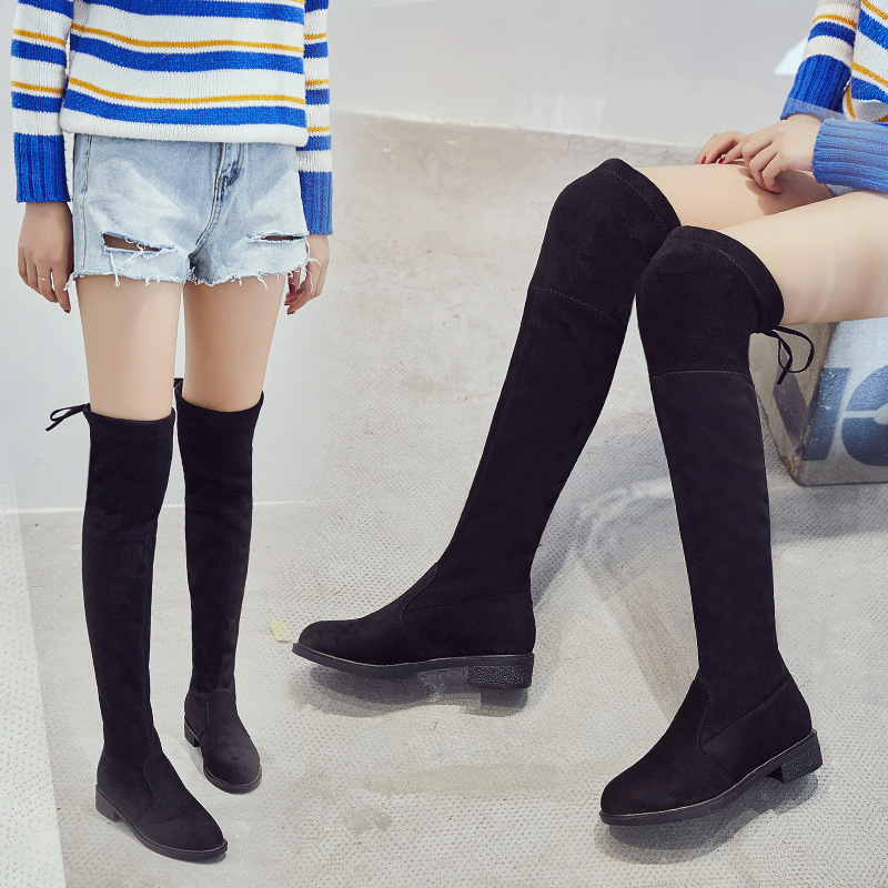 Over 2021 The Knee Winter Round Toe Warm Women Lady Short Plush + Stretch Fabric Fashion Boots Big Size ghuj 1da7
