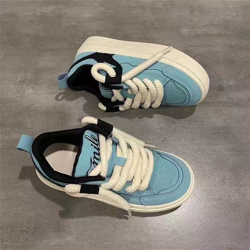 Lake Blue American Retro Versatile Canvas Board Shoes for Women dh910320090