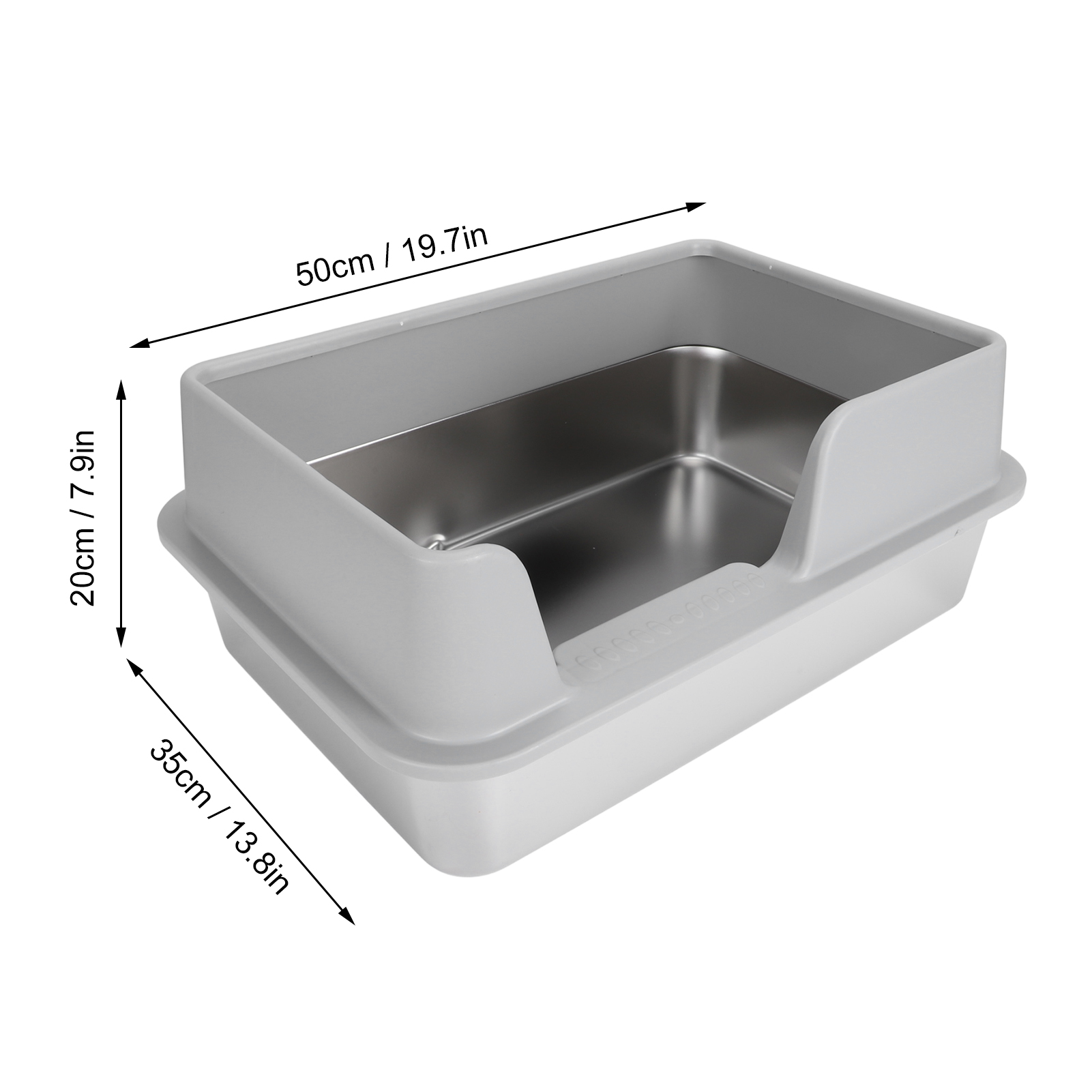 High Wall Sides Enclosed Litter Box Scratch Proof Stainless Steel Litter Box Side Entry Stain Resistant for Small Medium Cats