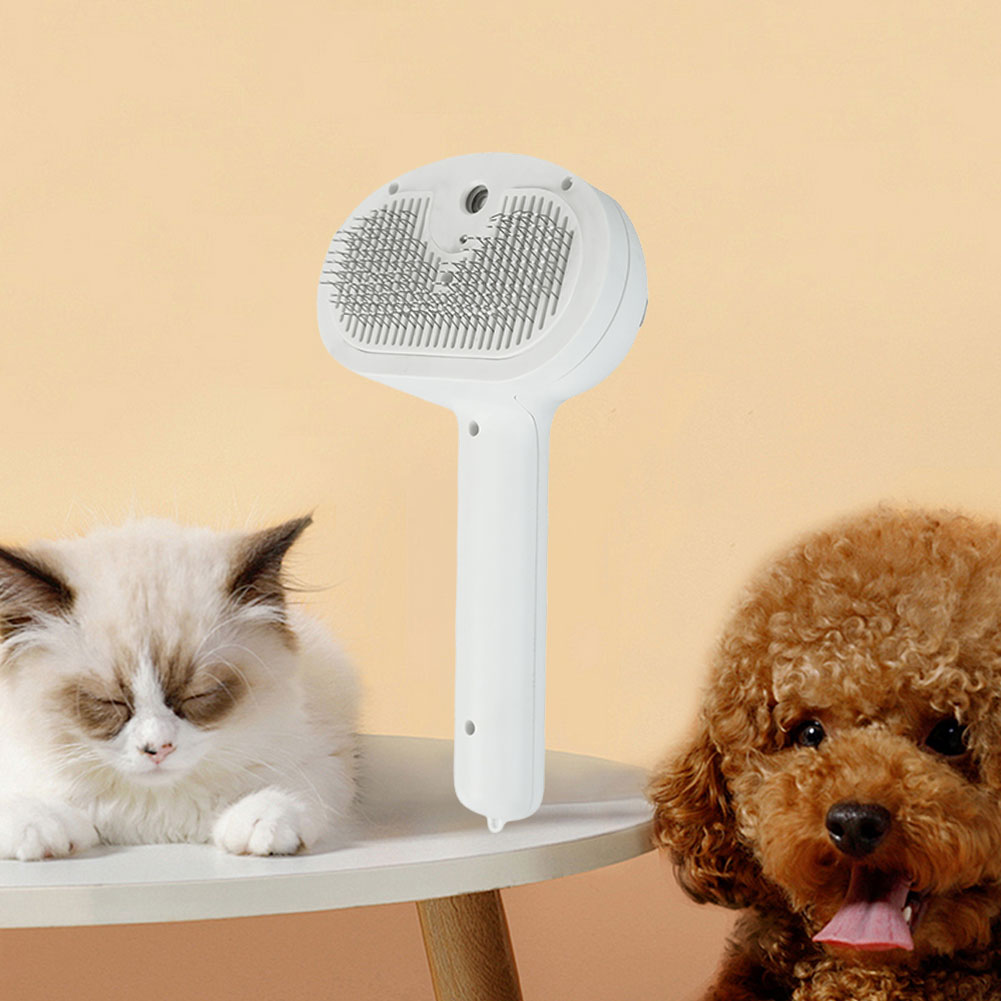Steamy Pet Brush with Release Button Cat Hair Brush Rechargeable Massage Grooming Brush for Long and Short Hair Dogs and Cats